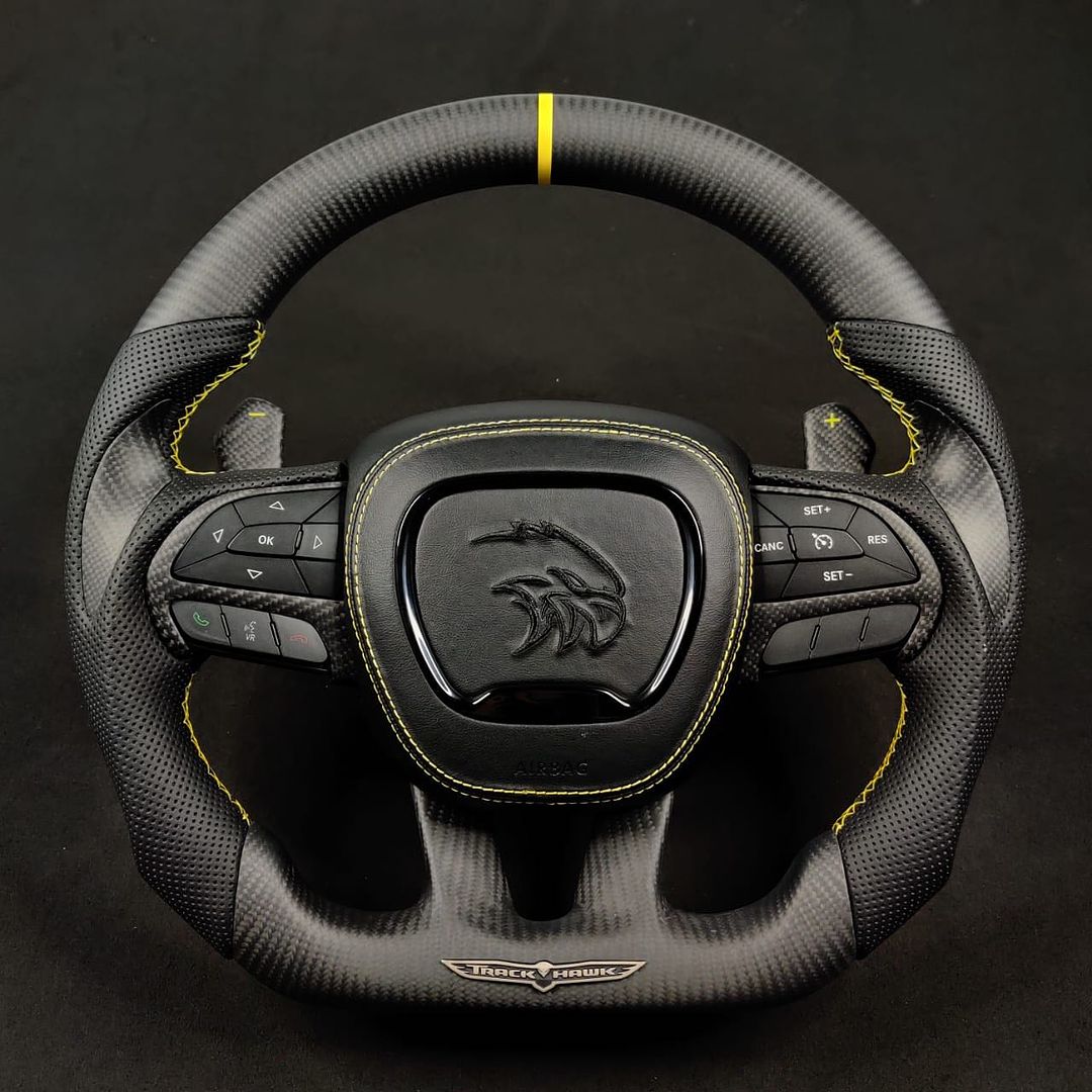 2015+ Dodge Charger/Challenger/Durango/WK2 Jeep SRT/Trackhawk Carbon Fiber Steering Wheel