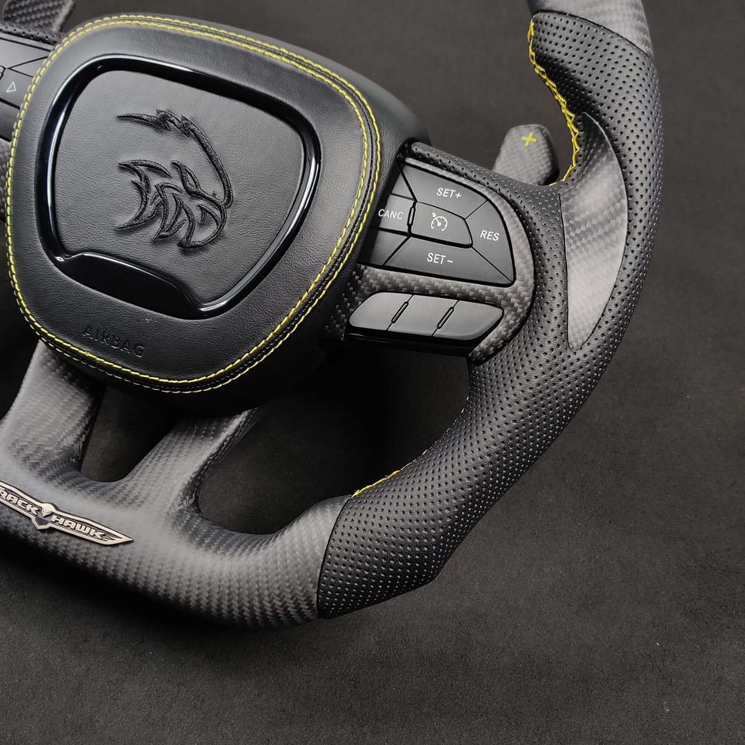 2015+ Dodge Charger/Challenger/Durango/WK2 Jeep SRT/Trackhawk Carbon Fiber Steering Wheel