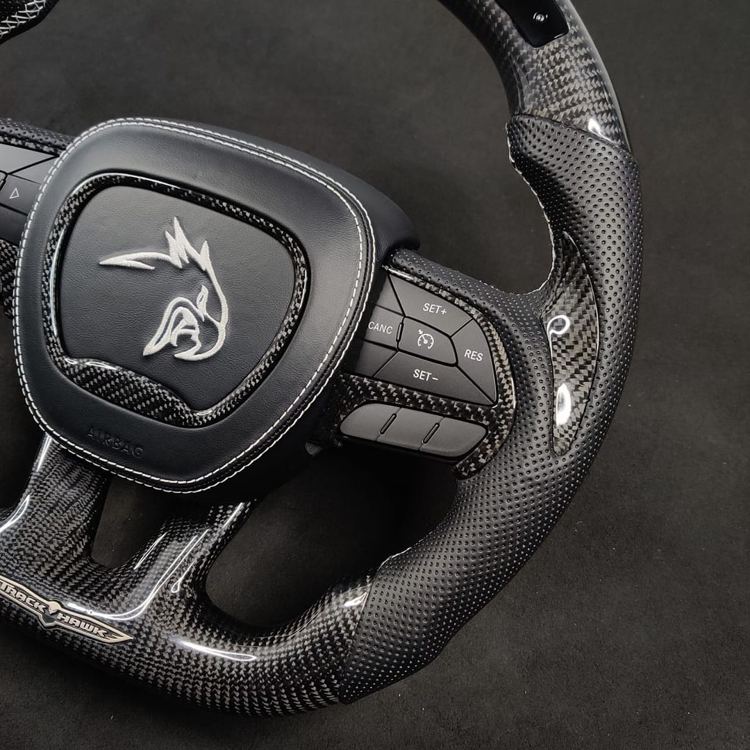 2015+ Dodge Charger/Challenger/Durango/WK2 Jeep SRT/Trackhawk Carbon Fiber Steering Wheel